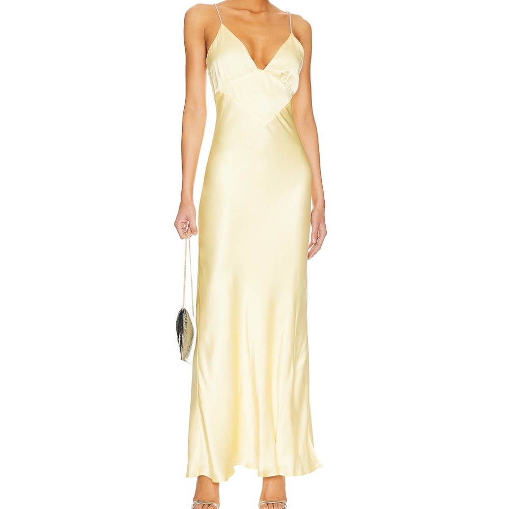 Capri Diamonte slip Dress in canary yellow